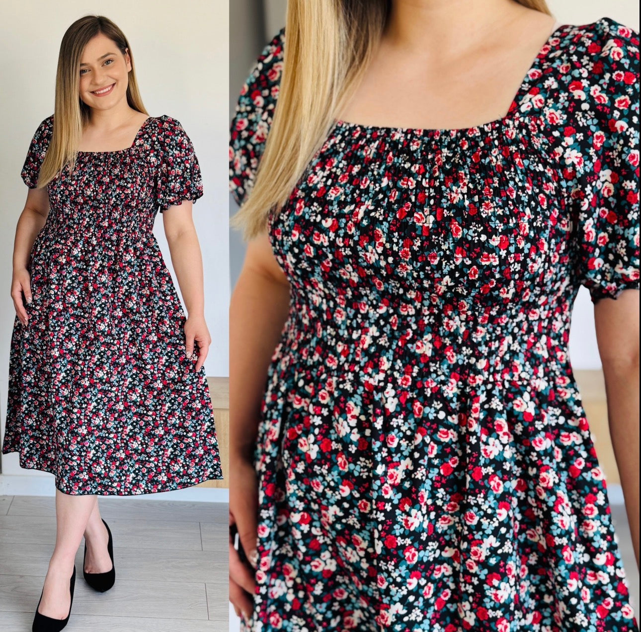 Rochie midi cu imprimeu floral