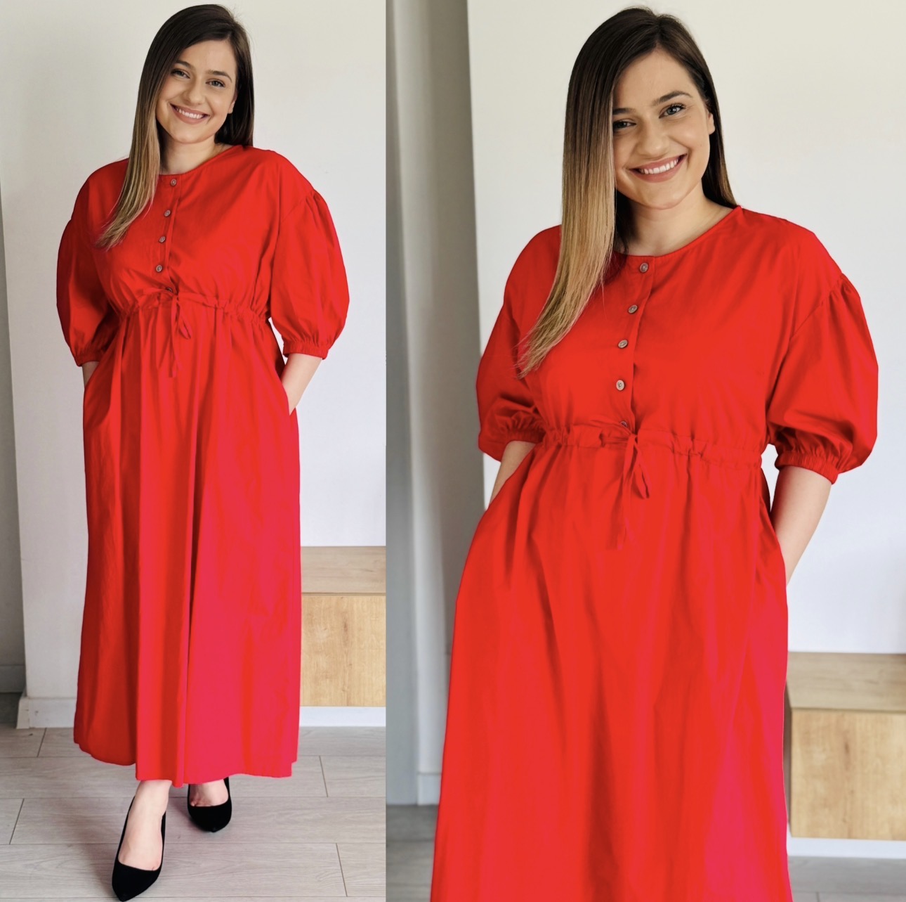 Produsul zilei🎀                                          Rochie maxi 100% bumbac cu cordon în talie