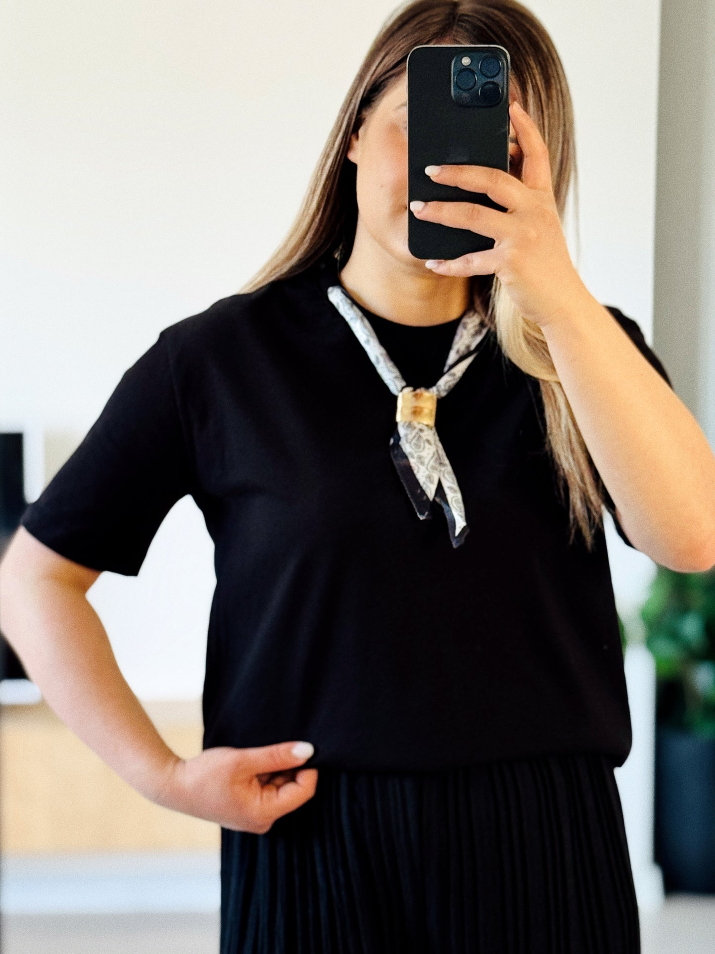 Tricou cu eșarfă decorativă 100% bumbac