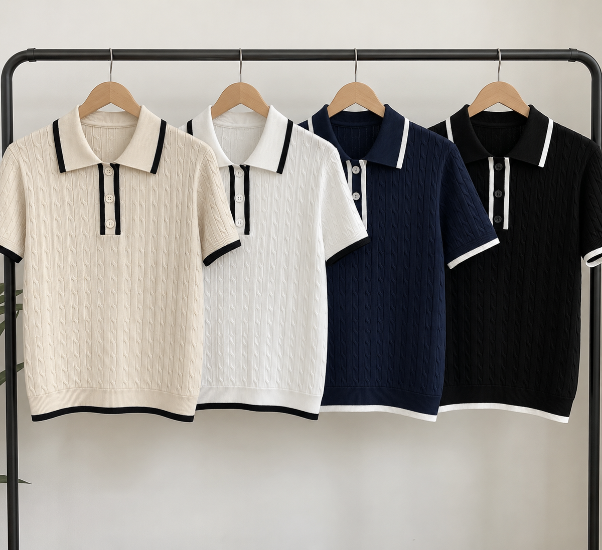 Pulover polo din tricot