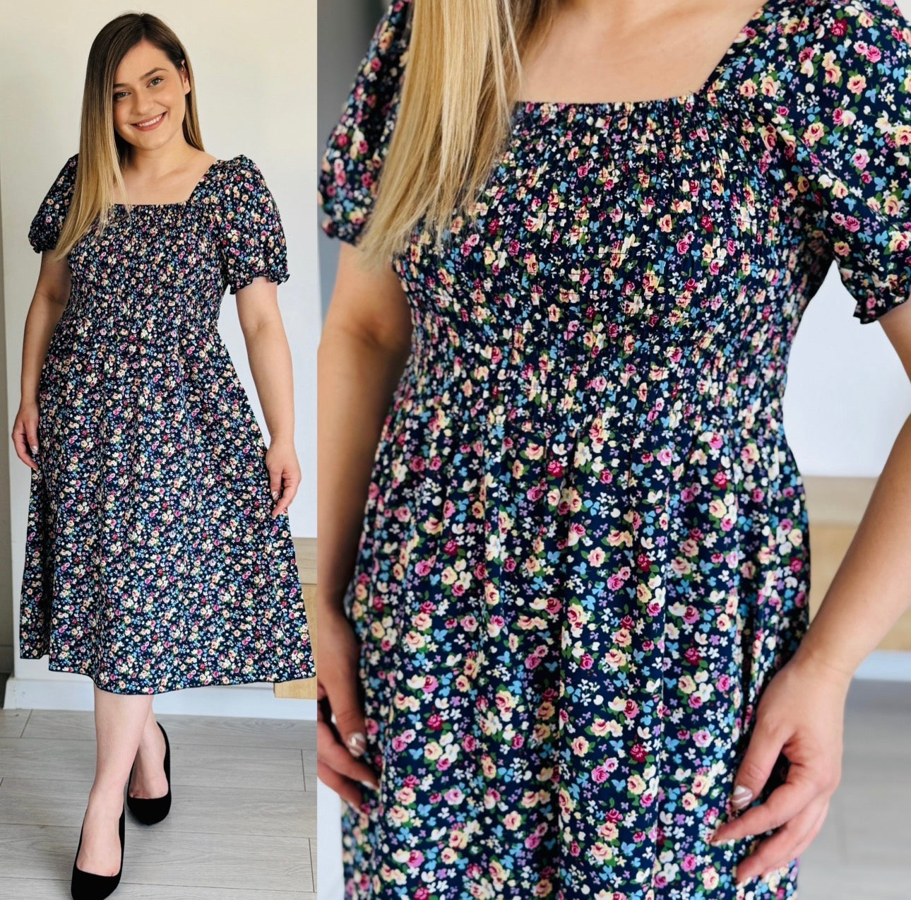 Rochie midi cu imprimeu floral