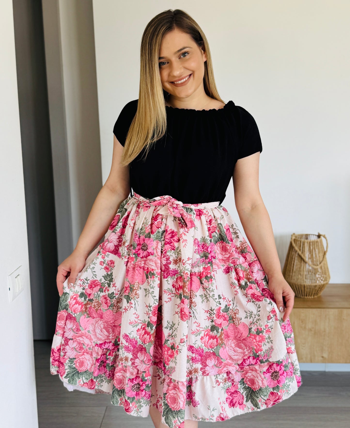 Rochie cu imprimeu și talie elastică