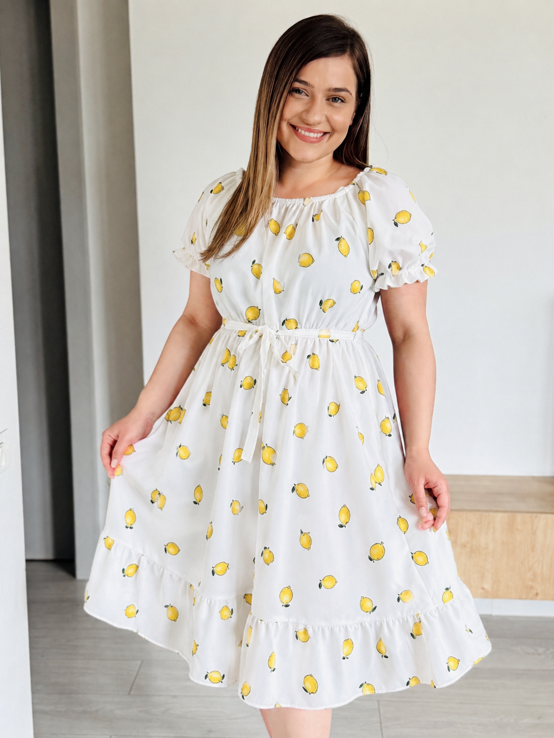 Rochie midi cu imprimeu din vâscoză