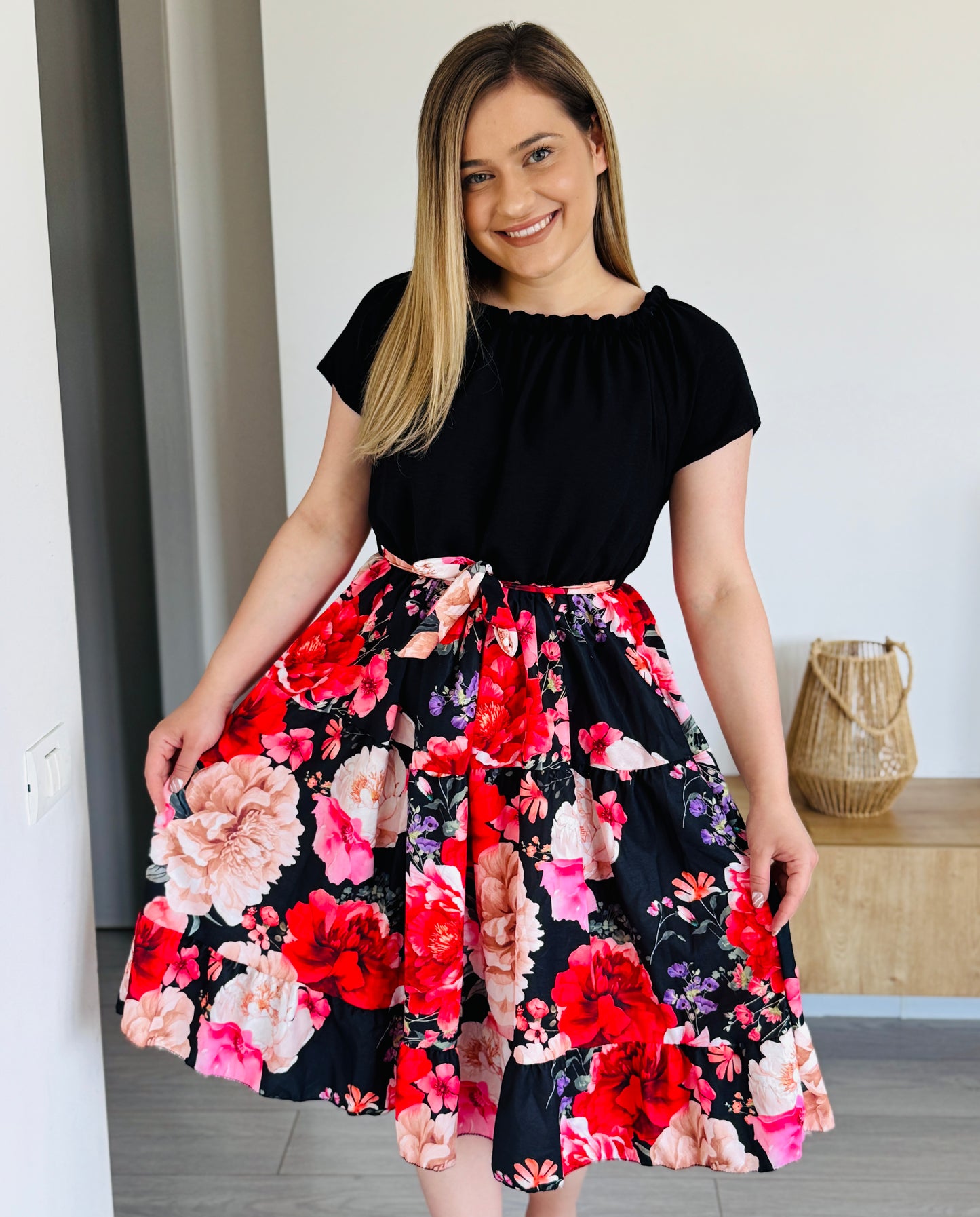 Rochie cu imprimeu și talie elastică