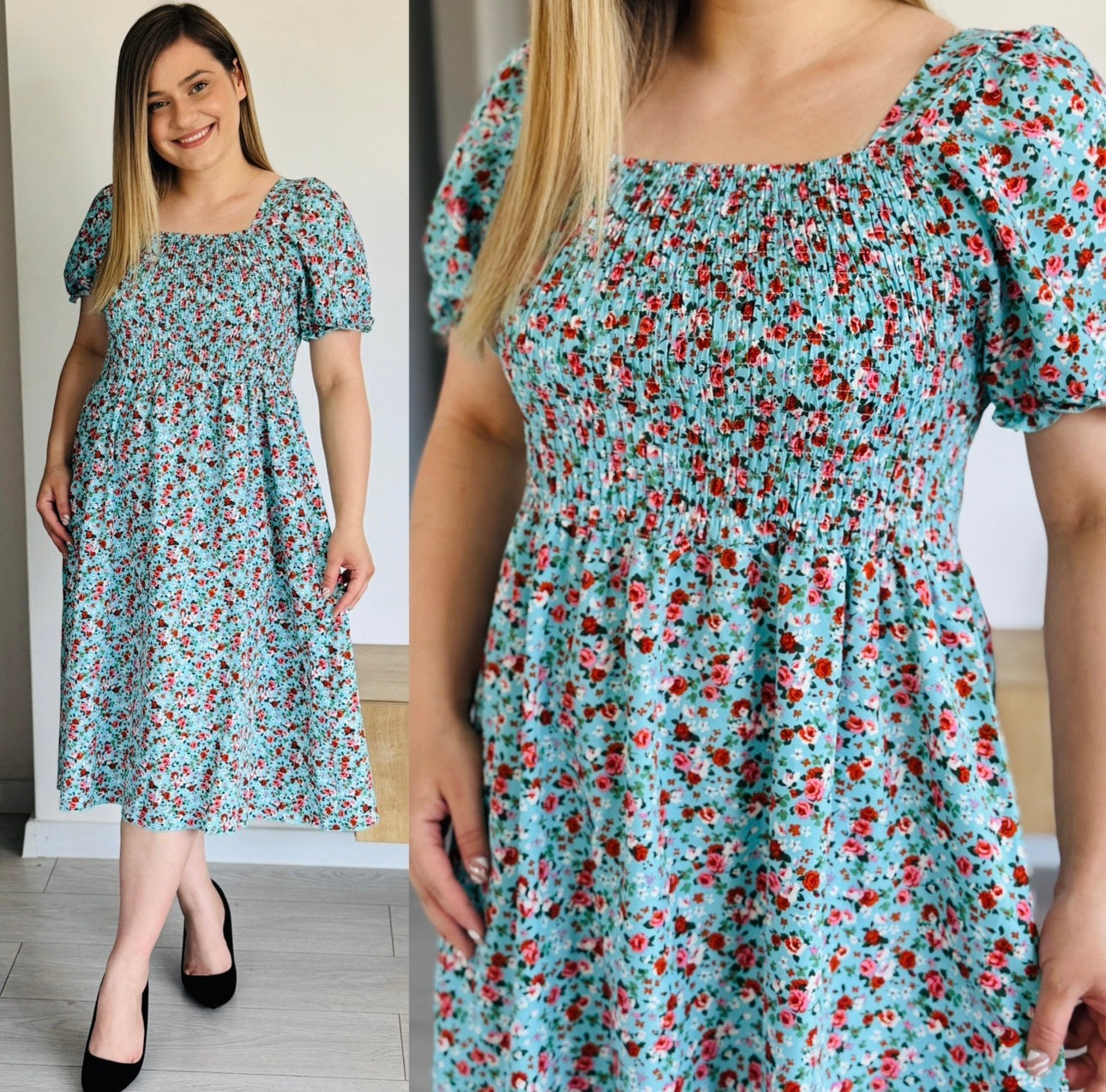 Rochie midi cu imprimeu floral