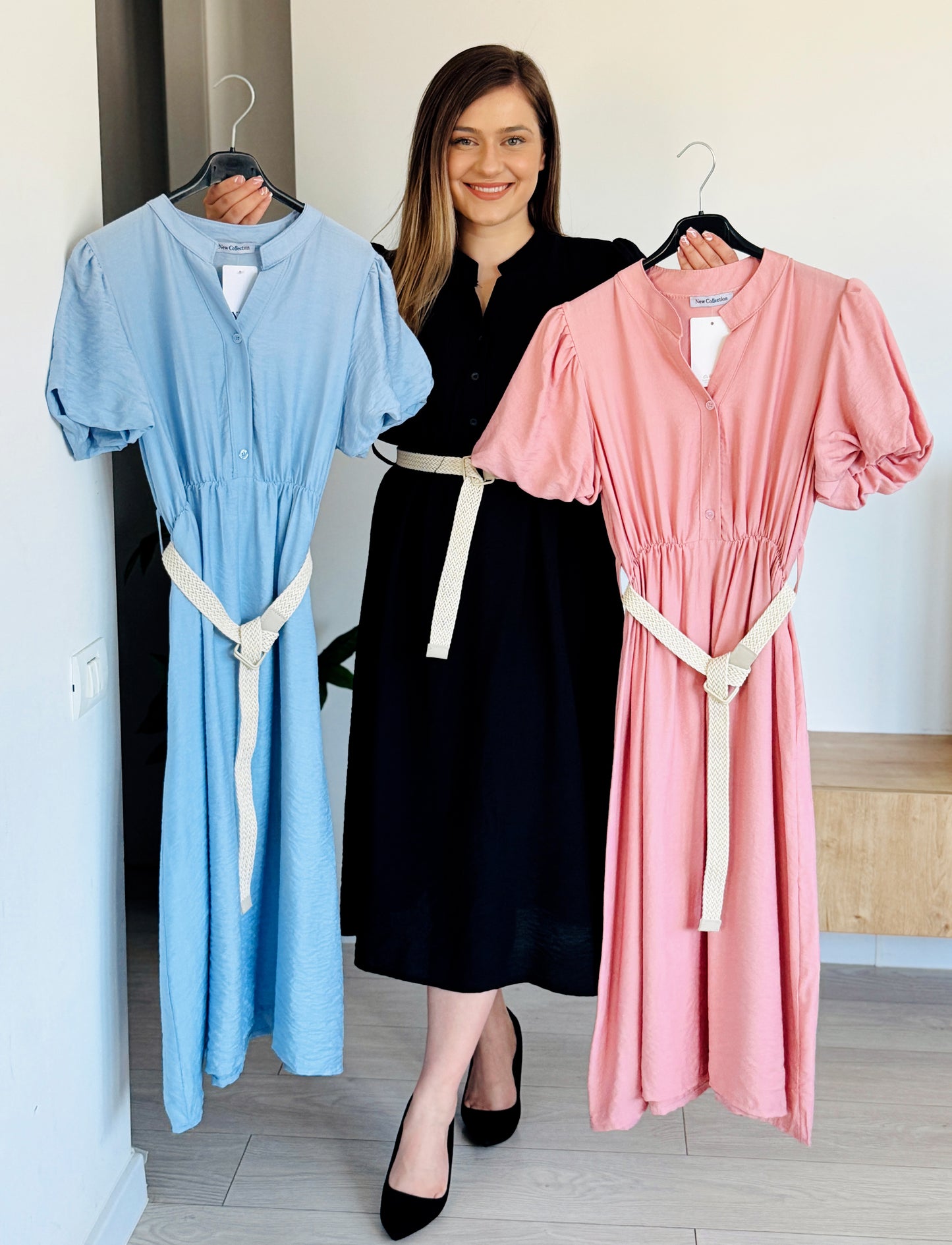 PRODUSUL ZILEI🎀                       Rochie midi lejeră cu cordon în talie