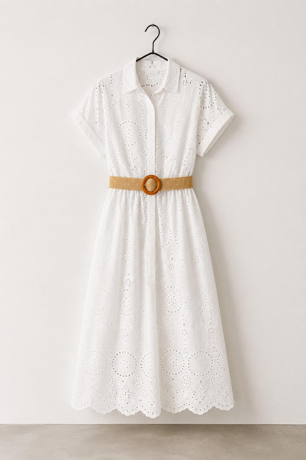 Rochie midi din 100% bumbac brodat