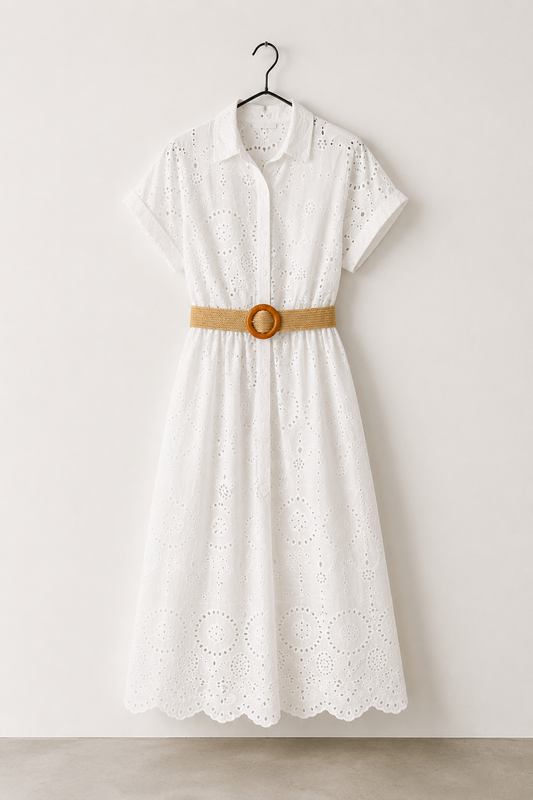Rochie midi din 100% bumbac brodat