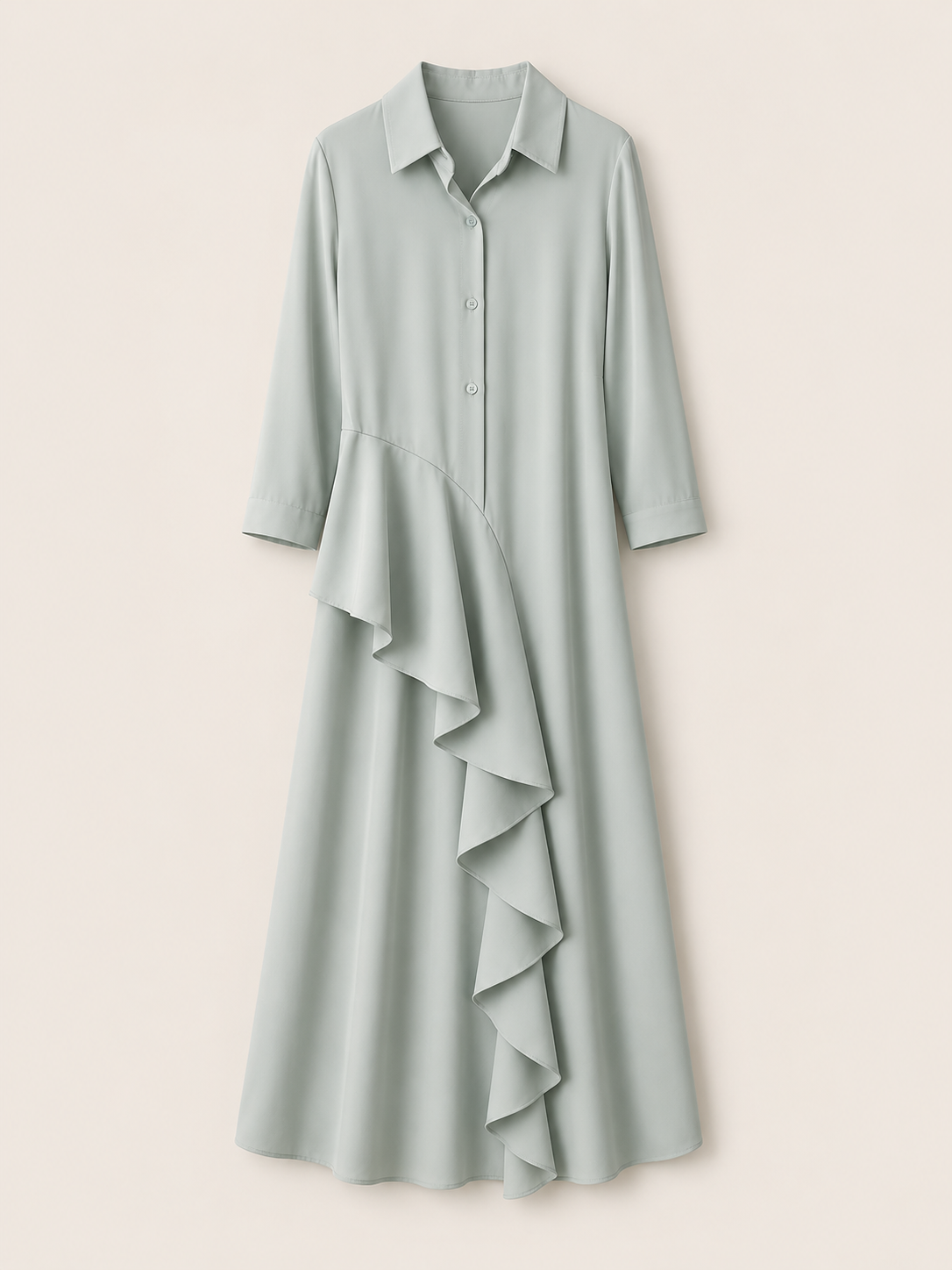 Rochie lungă elegantă cu volane decorative