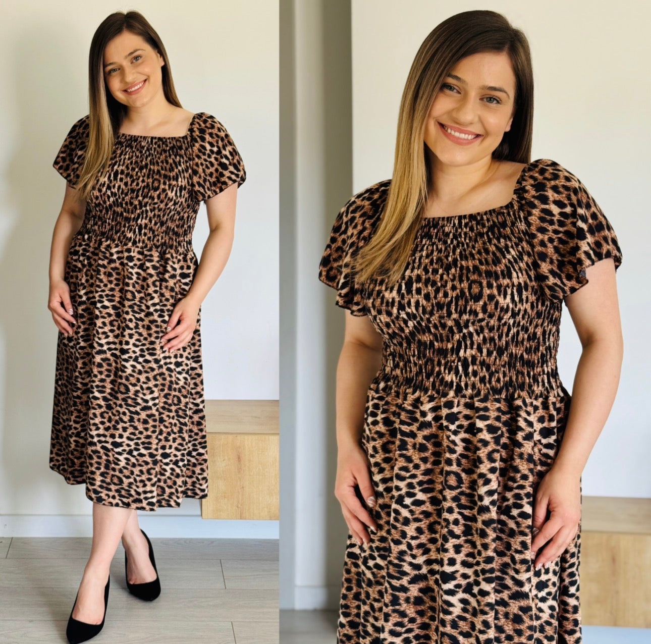 Rochie midi cu imprimeu modern