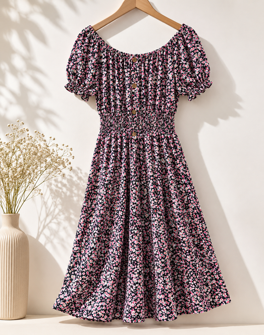 Rochie Midi cu Imprimeu Floral