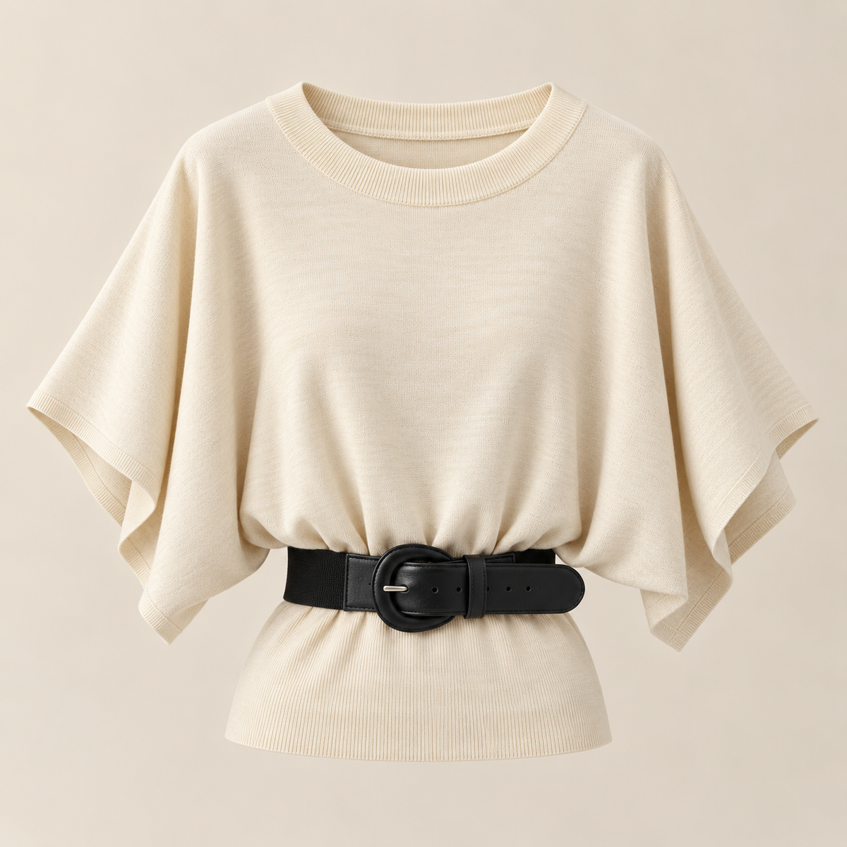 Bluză tip poncho din tricot cu curea
