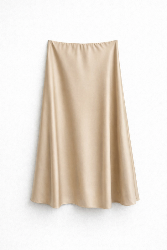 Fustă midi satin plin