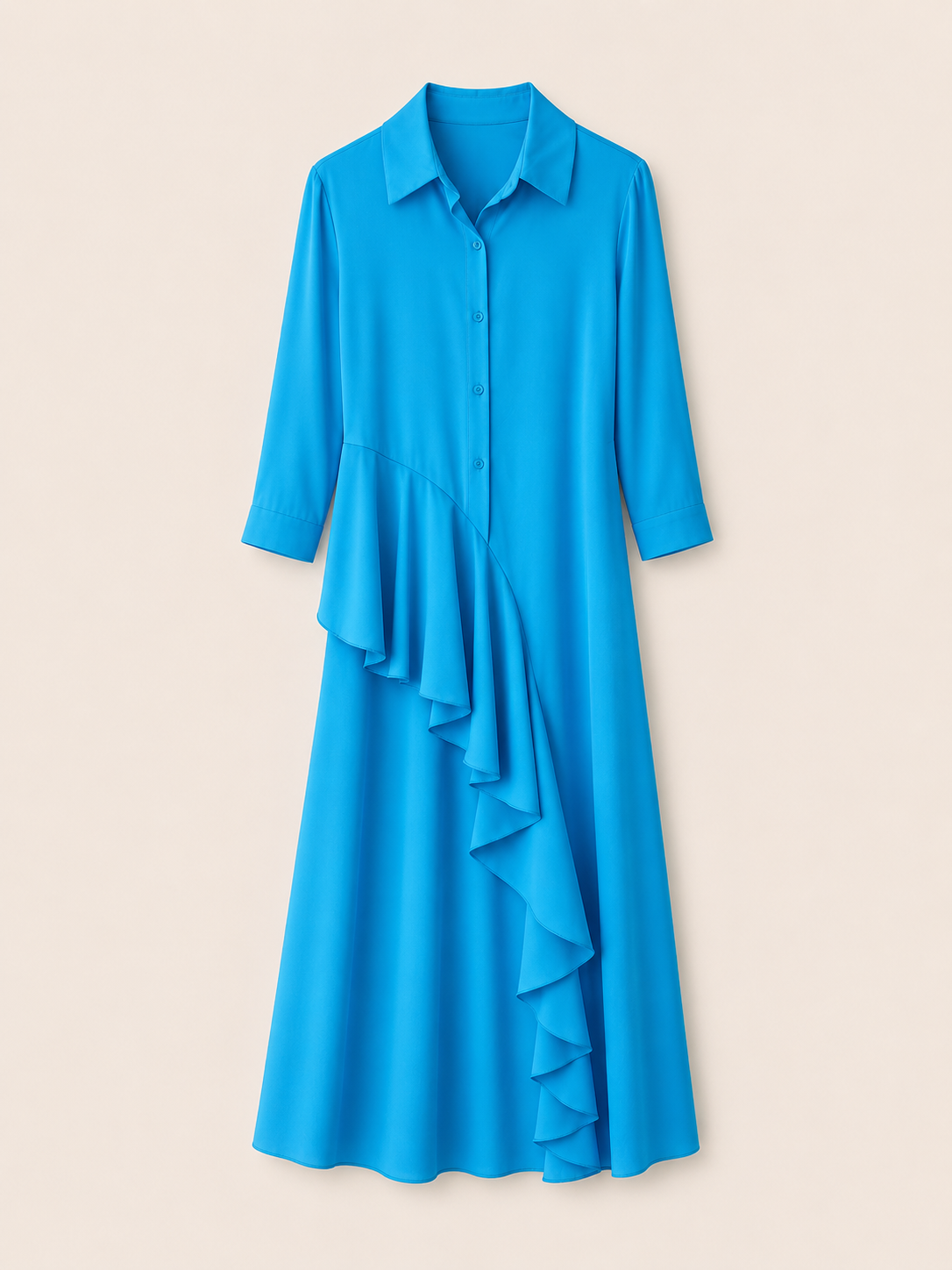 Rochie lungă elegantă cu volane decorative