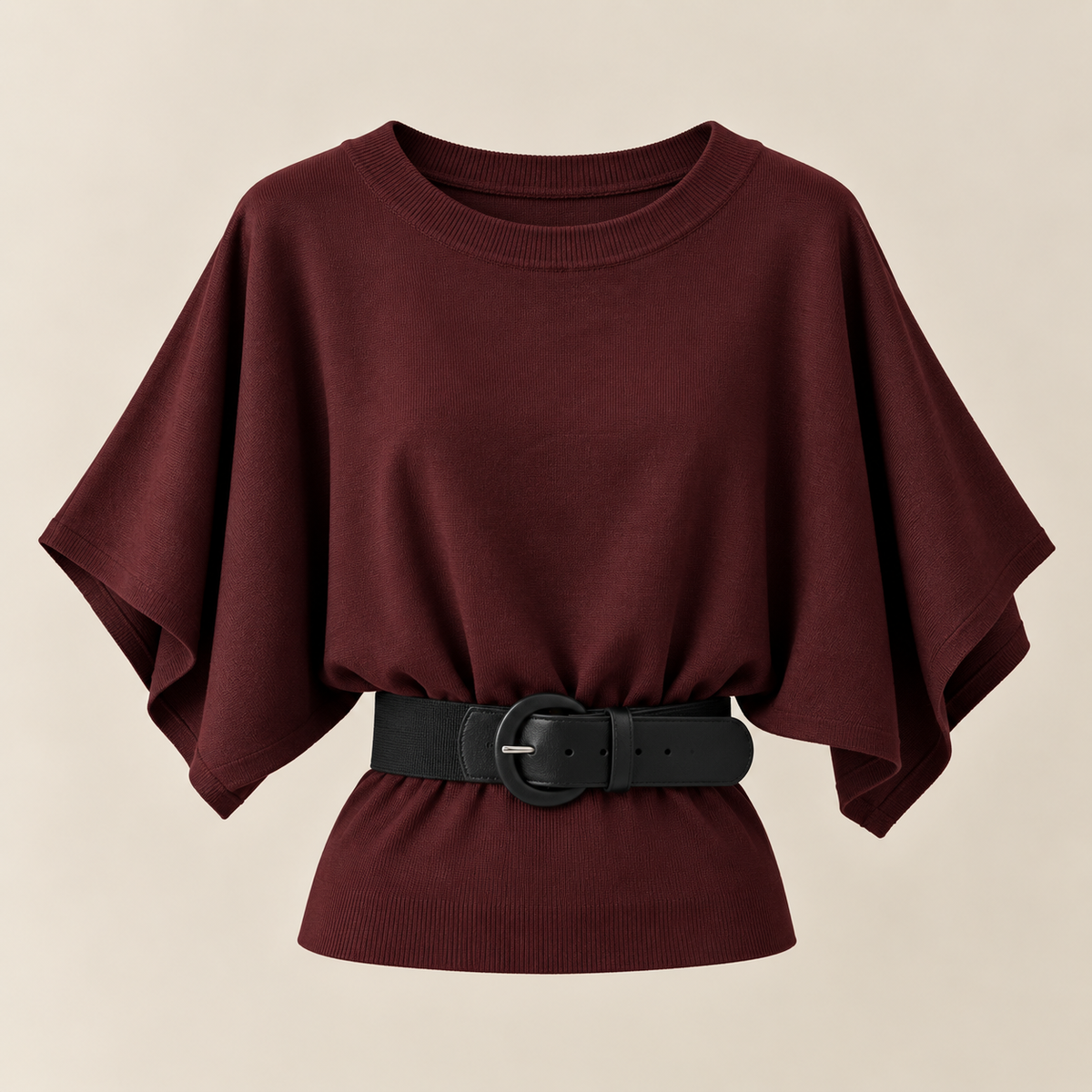 Bluză tip poncho din tricot cu curea