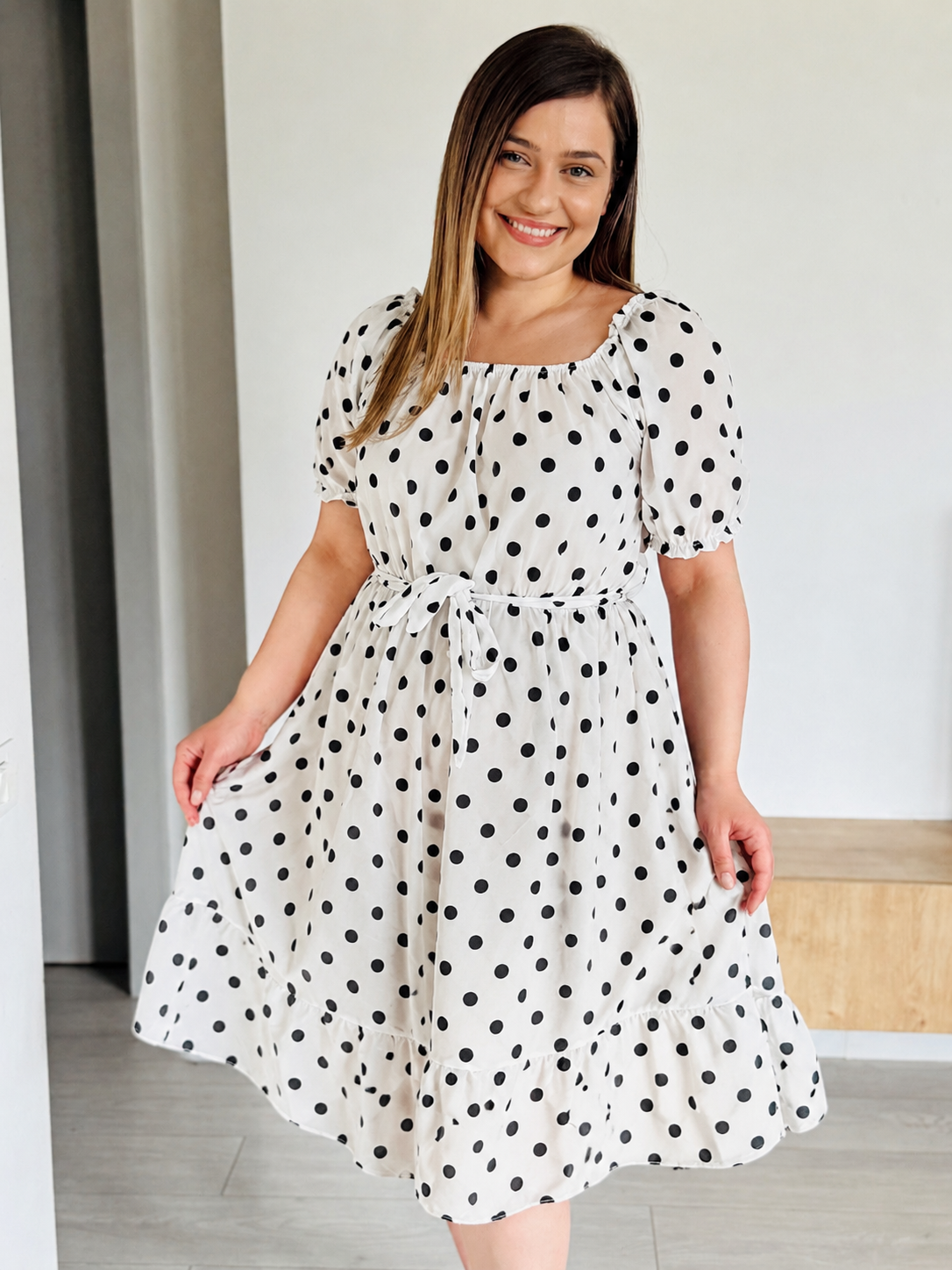 Rochie midi cu imprimeu din vâscoză