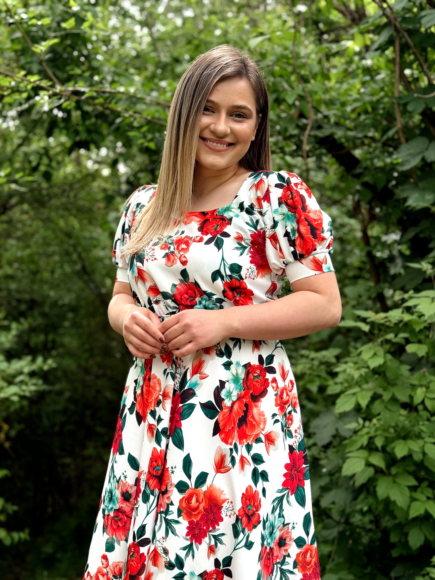Rochie florală din vâscoză