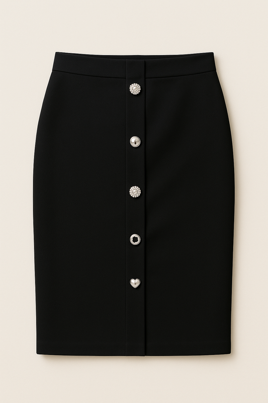 Fustă cu Nasturi Decorativi – Croială Tip Creion