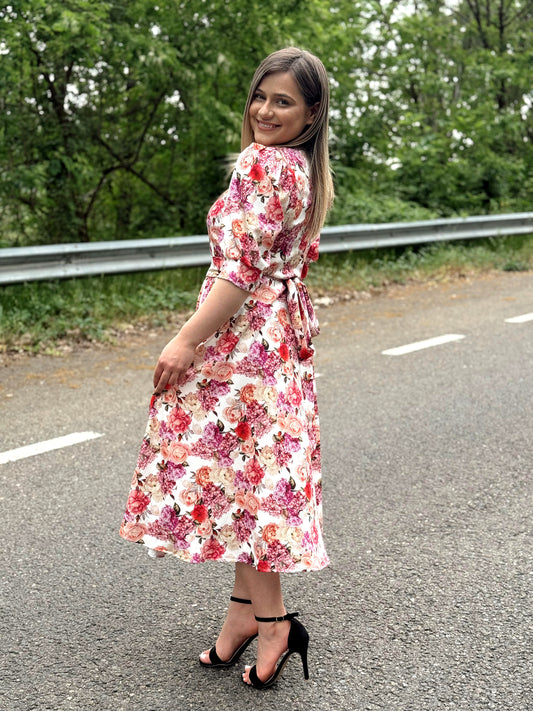Rochie florală din vâscoză