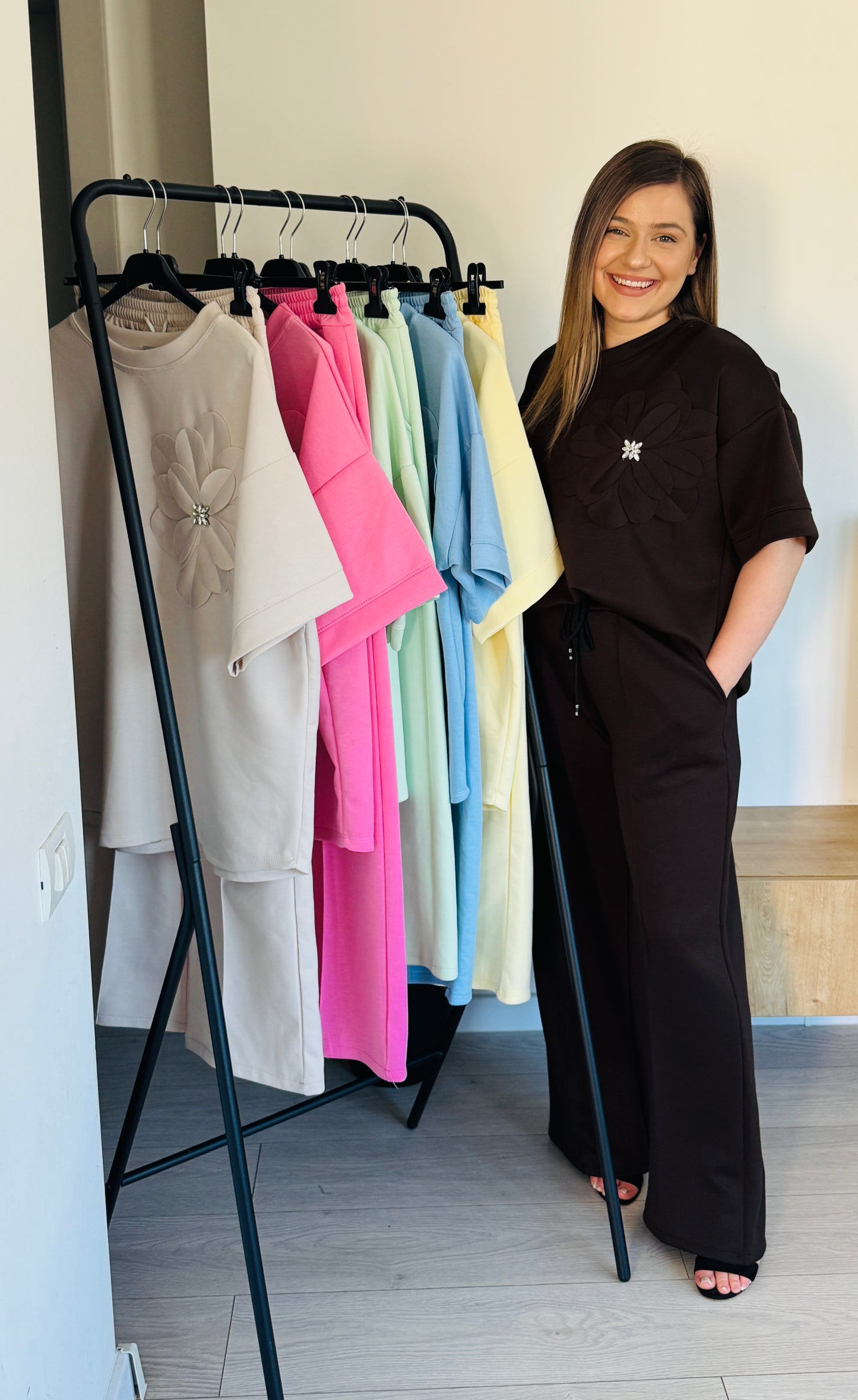 Compleu damă casual-elegant (bluză + pantaloni),6 culori