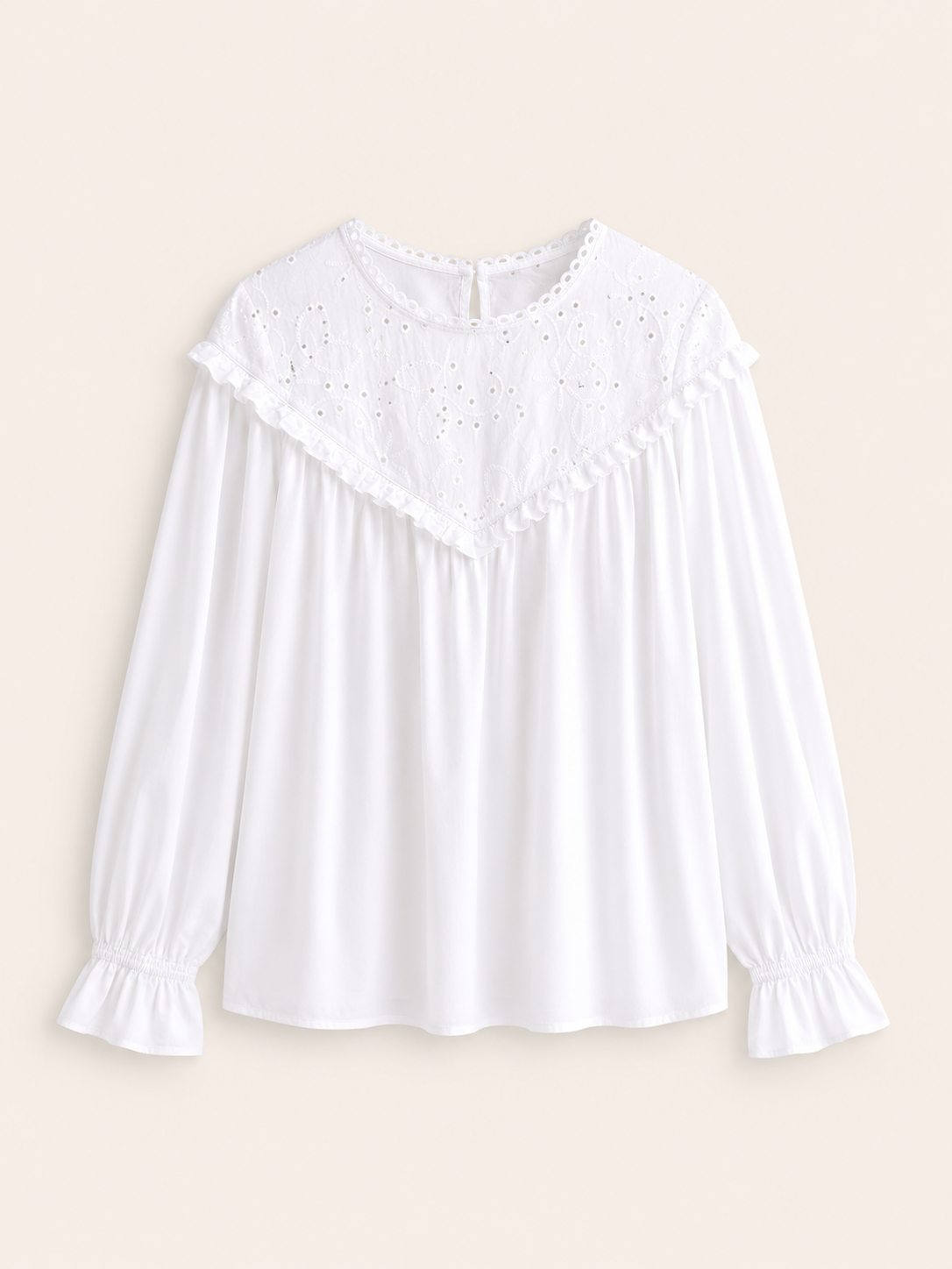 Bluză damă din 100% bumbac, cu broderie delicată