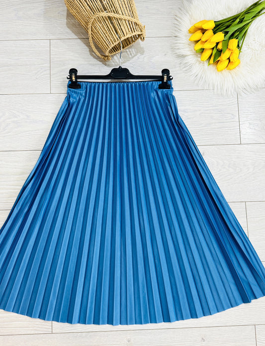 Fustă Plisată din Material Lucios