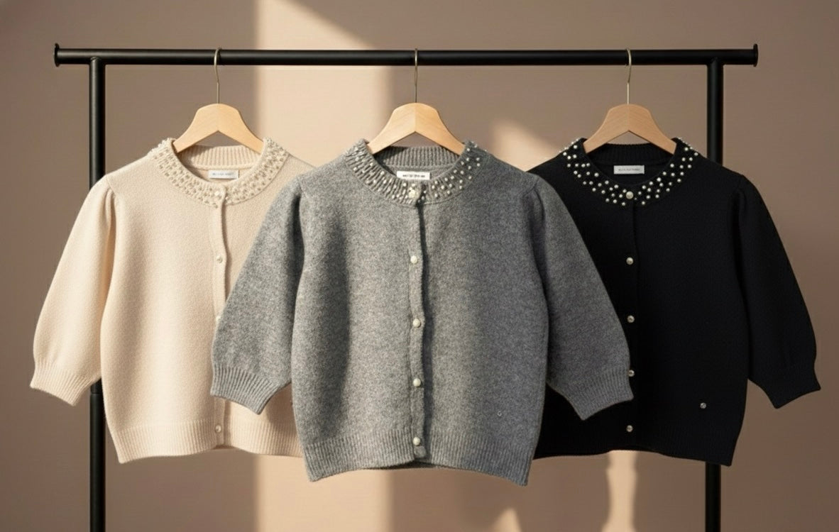 Cardigan Tricotat cu Guler Decorat