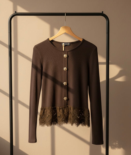 Cardigan Feminim cu Dantelă Delicată