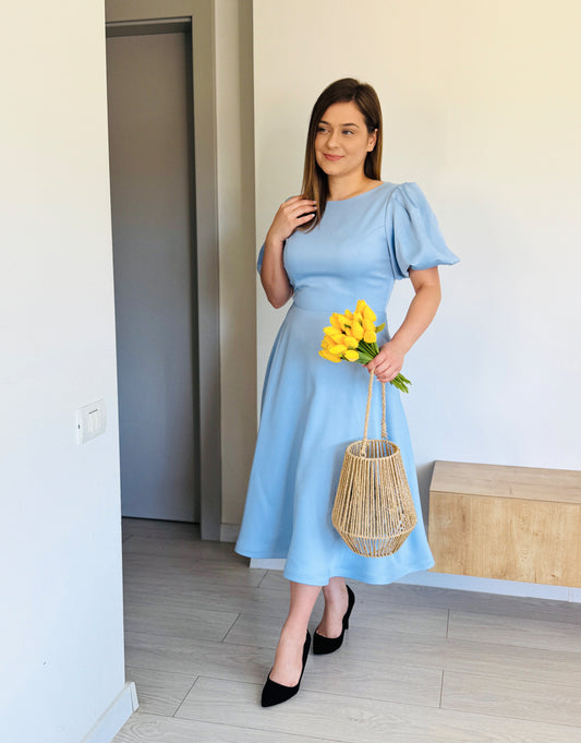 Rochie elegantă cu mâneci bufante