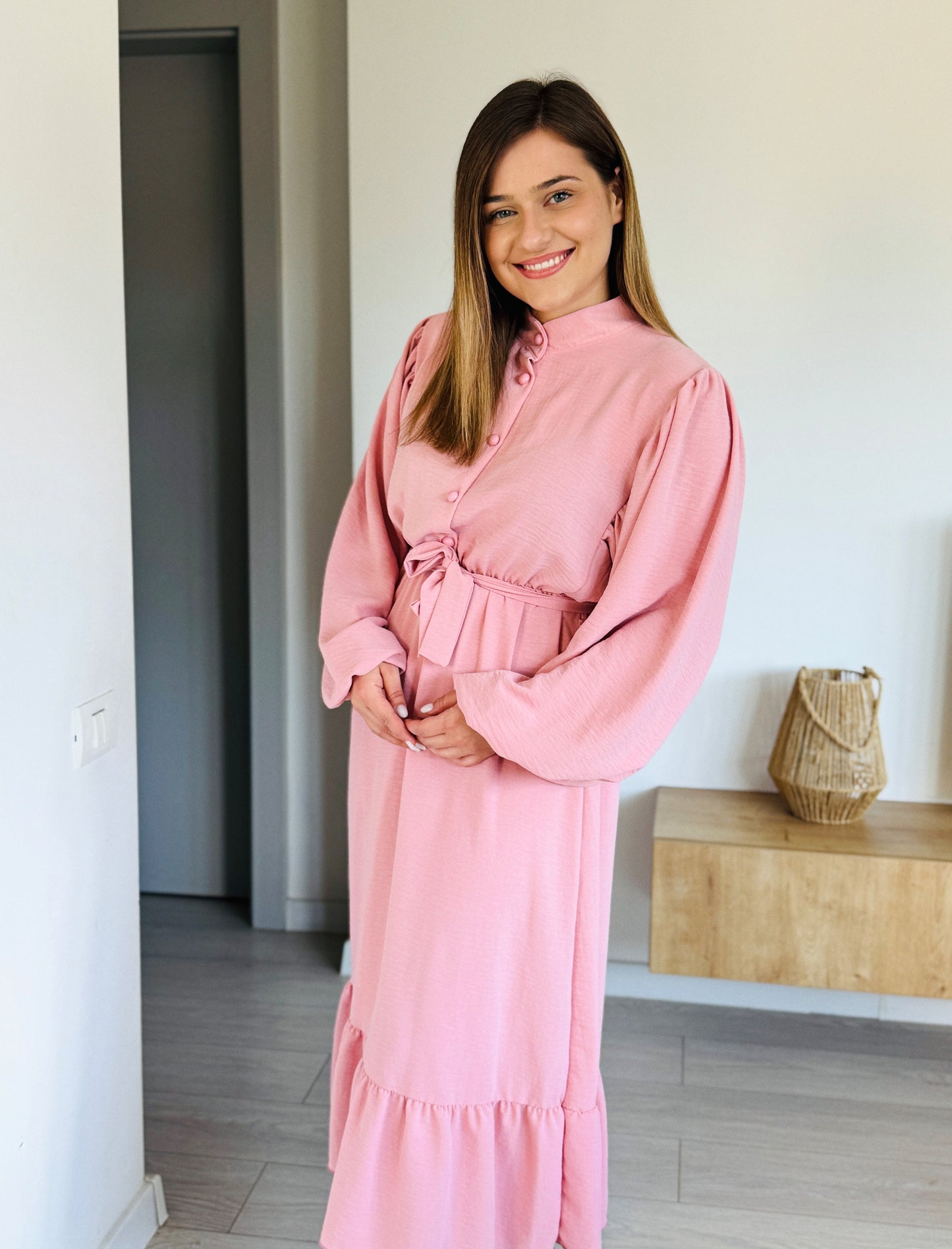 Rochie midi cu mâneci bufante