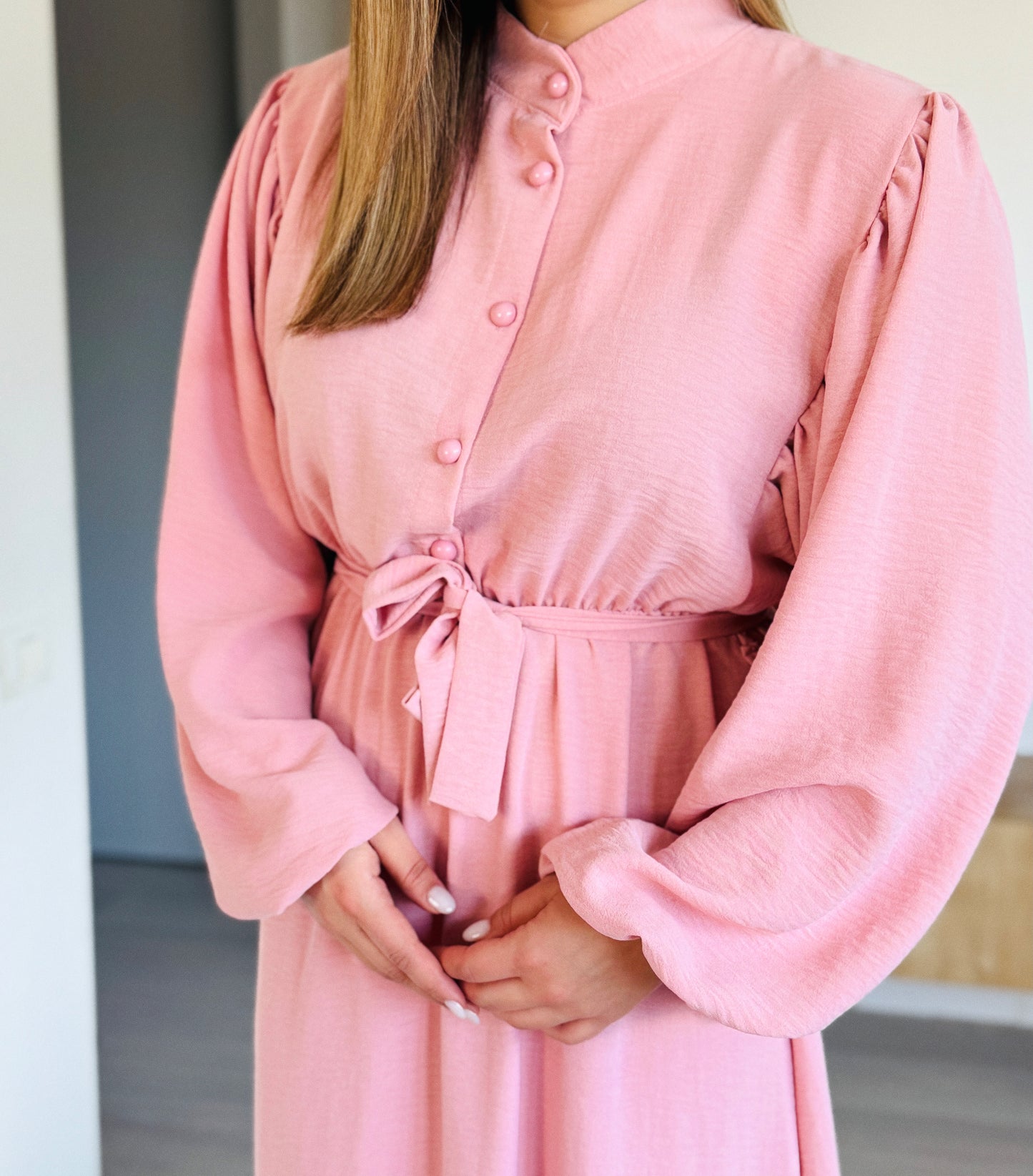 Rochie midi cu mâneci bufante