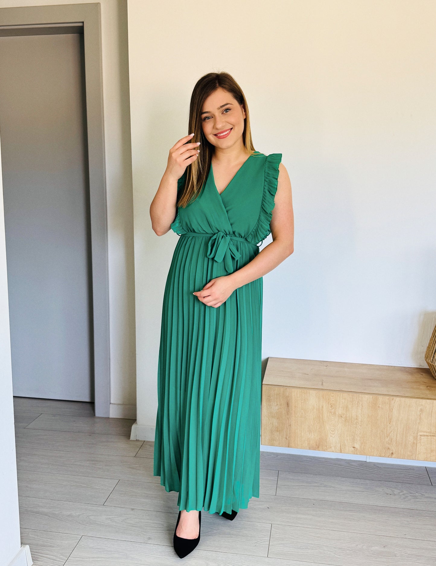 Rochie midi din voal parte peste parte